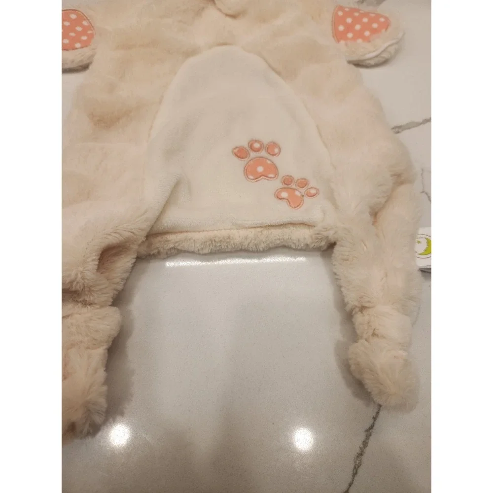 Animal Adventure Dog Puppy Lovey Security Blanket Cream Peach Polka Dot Knot